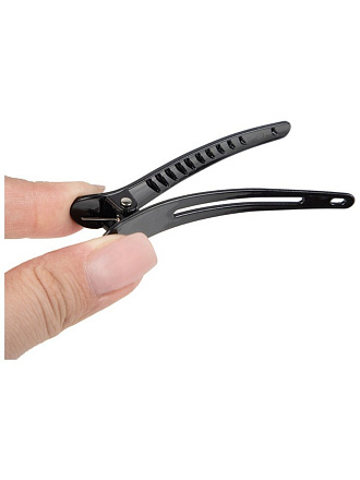 Заколка-зажим для волос 7.5х2.2х1 см, 4 шт, полипропилен, черный, 109560