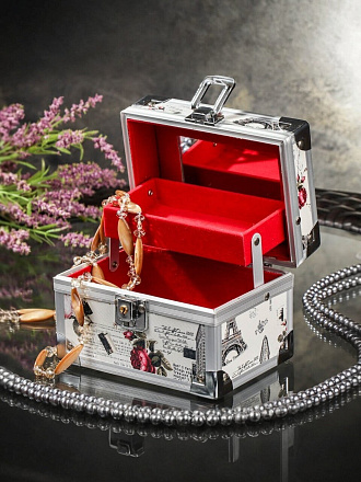 Шкатулка-кейс для украшений и косметики, металл, 14х10х10 см, в ассортименте, Y6-2086
