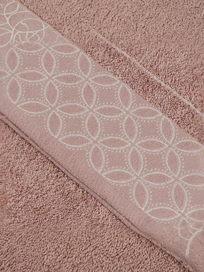 Полотенце банное 50х90 см, 100% хлопок, 550 г/м2, Фелиция, Barkas, пудрово-бежевое, Узбекистан, AI-1103006