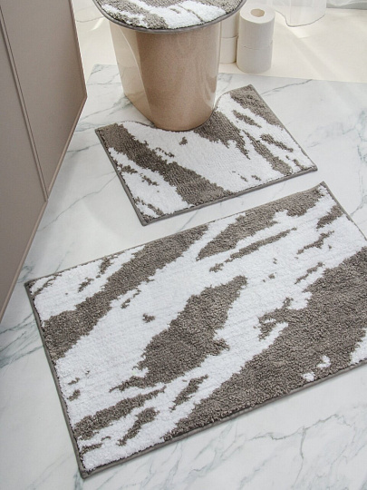 Набор ковриков для ванной и туалета, 3 шт, 0.5х0.8, 0.5х0.4, 0.4х0.45 м, полиэстер, в ассортименте, Silvano, Принт, Y4-11