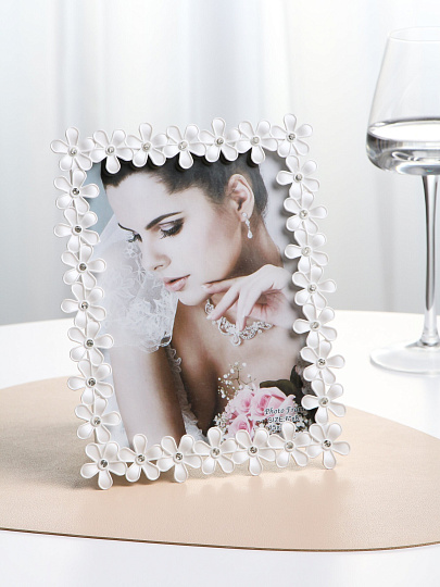 Фоторамка 15х20 см, пластик, белая, Цветы, Y4-11091