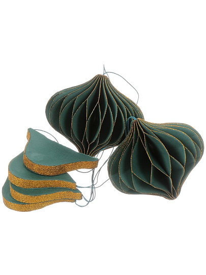 Елочное украшение Луковица, 6 шт, зеленый с блеском, бумага, Y4-9805