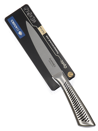 Нож кухонный Daniks, Optic, универсальный, нержавеющая сталь, 12.5 см, рукоятка сталь, YW-A245-UT