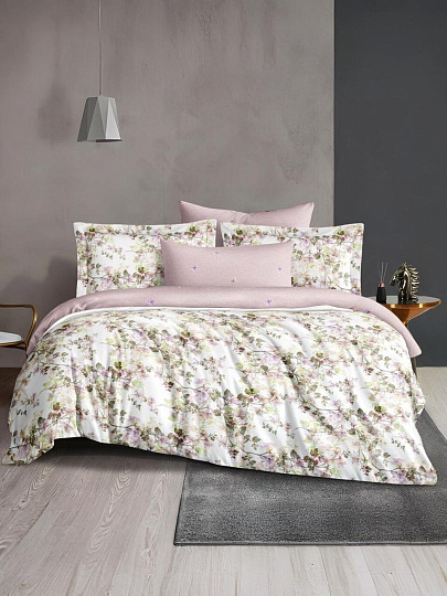 Постельное белье 2-спальное, простыня 200х220 см, 2 наволочки 50х70 см, пододеяльник 175х215 см, Silvano, сатин люкс, Цветы 22/036-SLC/SLV