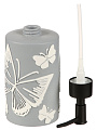 Дозатор для жидкого мыла для ванной и кухни, Бабочки на сером, полистоун, 7.5х7.5х12.3/18.4 см, ручная роспись, серый, BRE0878AA-LD - фото 3