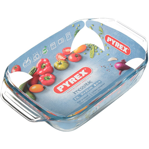 Форма для запекания стекло, 20х31 см, 2.1 л, прямоугольная, Pyrex, Irresistible, 407B000/7046