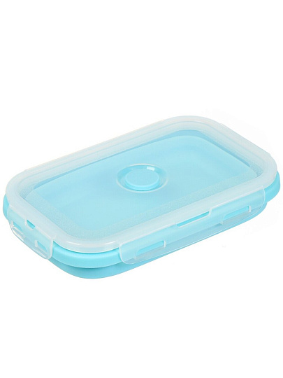 Контейнер пищевой пластик, 0.8 л, 18х12 см, голубой, прямоугольный, складной, Y4-6488
