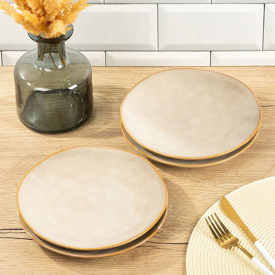 Тарелка обеденная, керамика, 4 шт, 22 см, круглая, Идель, Daniks, ST2240