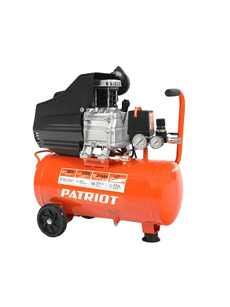 Компрессор масляный, Patriot, Euro 24/240, 1.5 кВт, поршневой, 24 л, 240 л/мин, 8 бар, прямой, 2850 об/мин, выход елочка 8 мм, 525306365