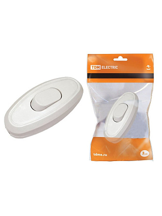 Выключатель на шнур одноклавишный, 6 А, 250 В, белый, TDM Electric, SQ1806-0021