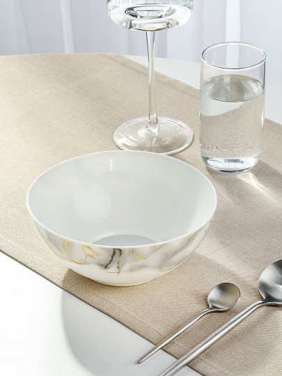 Салатник стеклокерамика, круглый, 18х7.4 см, 0.95 л, Флюид, Daniks, серый