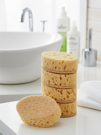 Губка для посуды, 5 шт, поролон, абразивная фибра, 9.5х6.5х3 см, Марья Искусница, бежевая
