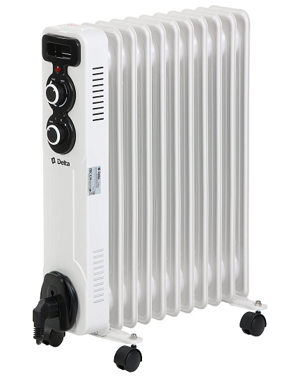Радиатор масляный Delta, 11 секций, напольный, 2.5 кВт, 25 м2, светло-серый, D11-11