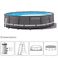 Бассейн каркасный Intex, 427х107 см, Ultra Frame, 26310NP, фильтр-насос, лестница, подстилка, тент, 12706 л
