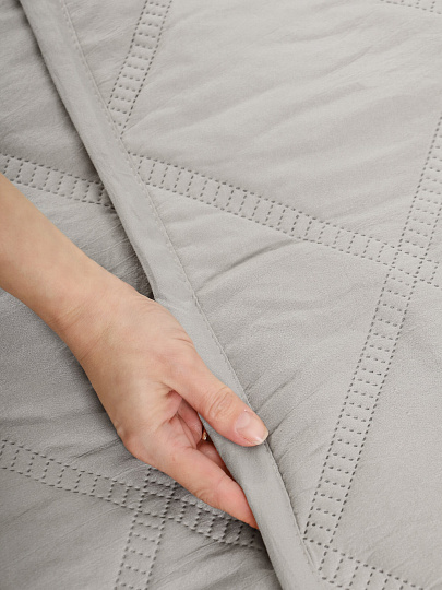 Покрывало евро, 240х260 см, 100% полиэстер, Silvano, Гранни, светло-серое