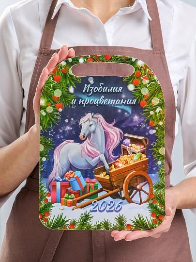 Доска разделочная дерево, 29х21х0.6 см, с ручкой, Новый Год 2026, К-299