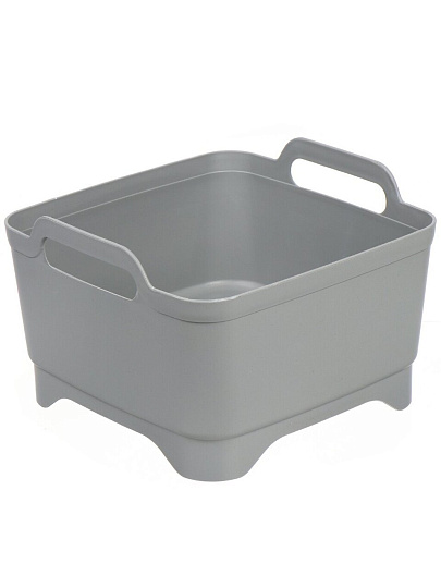 Таз пластик, квадратный, с ручкой, для кухни, 31х29.5х17.5 см, серый, Y4-6490