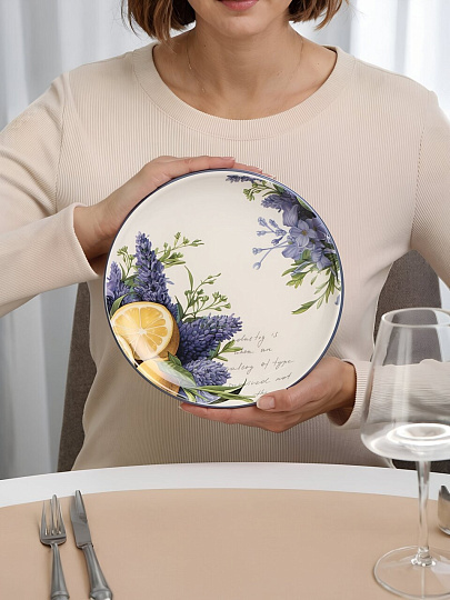 Тарелка доломит, 21х21х2.3 см, круглая, Лаванда, Daniks