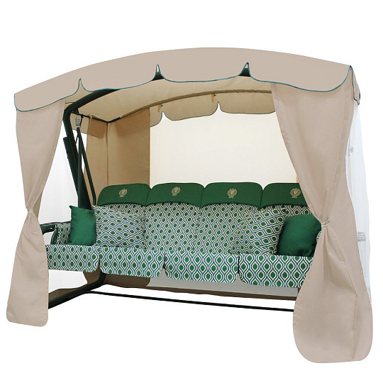 Качели садовые 4-местные, 265х143х195 см, 380 кг, Arno, Монарх, раскладываются в кровать, с москитной сеткой, зеленые, соты, 2017-КД-51, металл