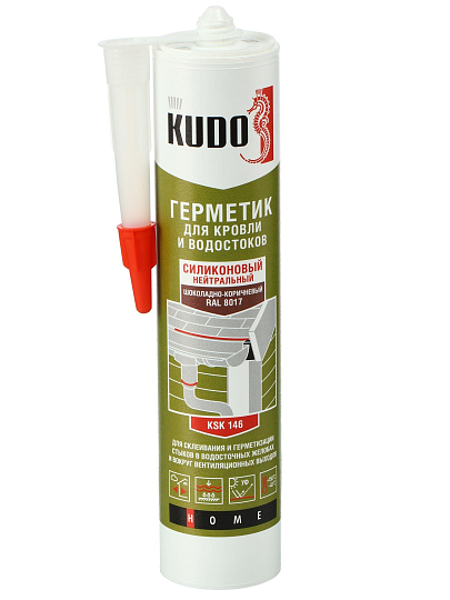 Герметик силиконовый, кровельный, KUDO, KSK-146, 280 мл, шоколадно-коричневый