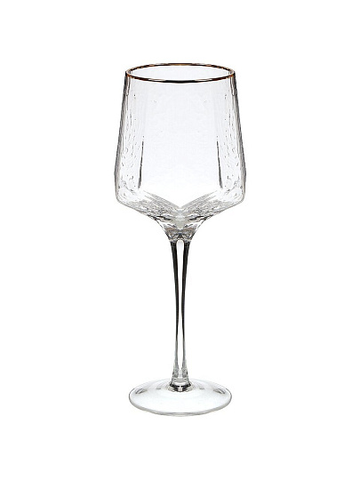 Бокал для вина, 570 мл, хрустальное стекло, 6 шт, Трио, с золотой отводкой, B060746