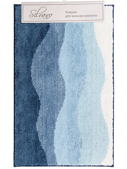 Коврик для ванной, 0.48х0.78 м, полиэстер, синий, Silvano, Волна, Y4-11468