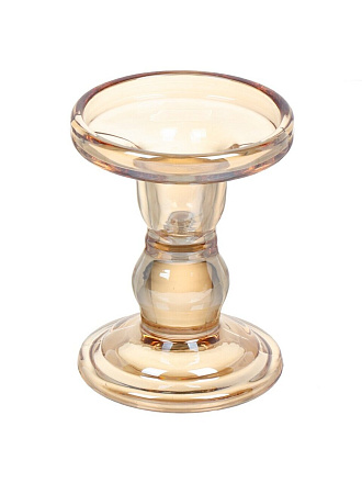 Подсвечник декоративный стекло, 1 свеча, 8.5х14 см, медовый, Y6-10441