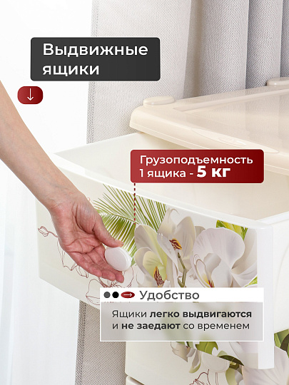 Комод 4 ящика, Орхидеи, 55.5х44х90.5 см, М2638, Альтернатива