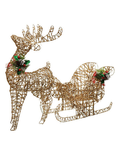Фигурка декоративная Олень с санями, 60 см, 100 LED, 220 В, Y4-4118