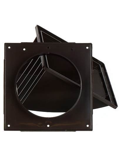 Выход стенной пластик, вытяжной, 175х175 мм, с обратным клапаном, с фланцем D125, коричневый, Event, 175К125ФВ кор