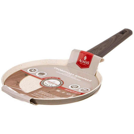Сковорода блинная Agness &quot;spicy&quot; с &quot;мраморным&quot; антипригар.покрытием 22 см. цвет: шампань, 947-535