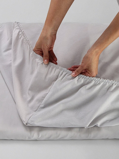 Простыня 1.5-спальная, 140 х 200 х 25 см, 100% хлопок, поплин, на резинке, Silvano, Тауп