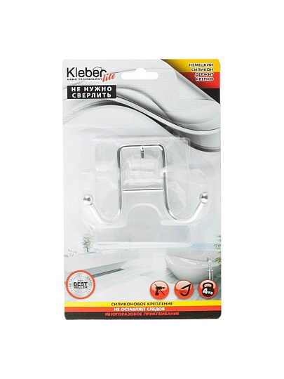 Крючок настенный, 10.5х14х4.5 см, хром, Kleber, Lite, KLE-LT053