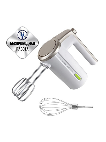 Миксер ручной, Polaris, PHM 2024 CordLess, 200 Вт, 3 скорости, белый