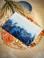 Тарелка десертная, стекло, 20х30 см, прямоугольная, Navy Leaves, Daniks, голубая