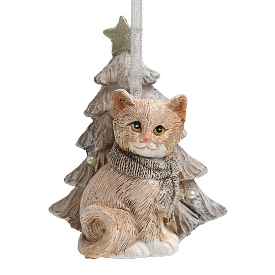 Фигурка декоративная полистоун, Котик, 6х4х8 см, елочное украшение, Lefard, 162-1300
