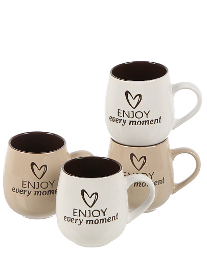 Набор кружек керамика, 4 шт, 380 мл, металлическая подставка, ТМ Глория, 202391, металл