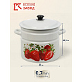 Кастрюля эмалированная сталь, 10 л, с крышкой, крышка сталь, цилиндрическая, Керченский металлургический завод, Садовая клубника, 41804-222/6-У2, белая - фото 7