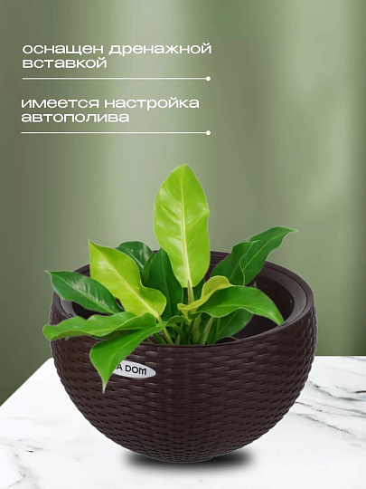 Кашпо 5 л, 34х34х20.9 см, круглое, коричневое, Ola Dom, Rattan