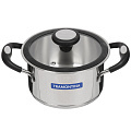 Кастрюля нержавеющая сталь, 1.85 л, крышка стекло, Tramontina, Solar Silicone, 62124/163-TR, индукция
