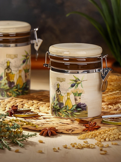 Банка для сыпучих продуктов, доломит, 350 мл, с крышкой, Daniks, Левадия