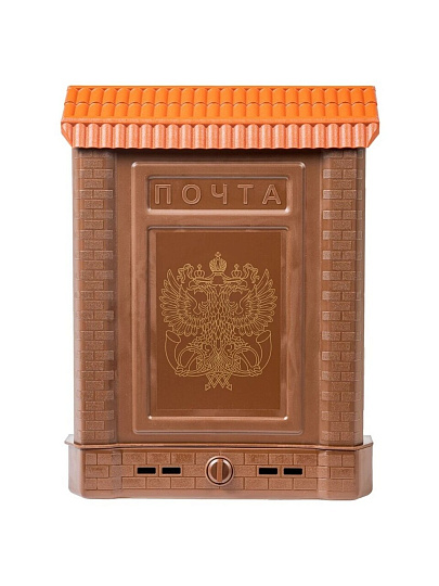 Ящик почтовый пластиковый замок, Цикл, Премиум, 6125-00, коричневый, c орлом, c декоративной накладкой