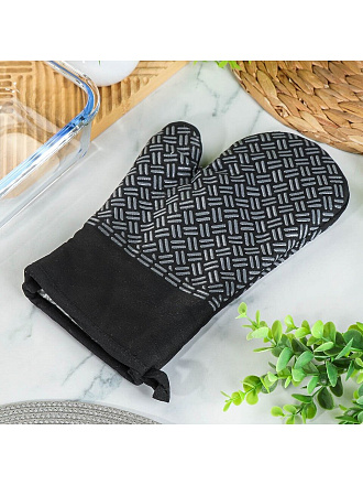 Прихватка-варежка кухонная 28х19 см, полиэстер, черная, B180026