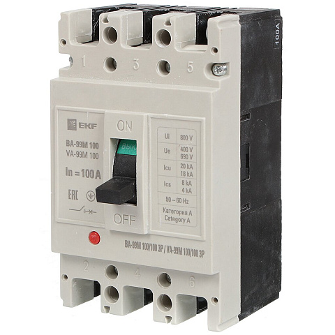 Дифференциальный автоматический выключатель Ekf, ВА-99М, 3 полюса, 100, 20 кА, mccb99-100-100m