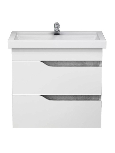 Тумба ЯМебель, Лотос 60 (Фостер 60), DB2,565*384*520мм,бетон, подвесная, натуральный/белая, 00-00011585