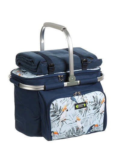 Термосумка-корзина для пикника 39х21.5х30 см, Green Days, прямоугольная, на 4 персоны, с аксессуарами, CA142054.STD