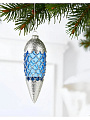 Елочное украшение Шишка Синий перламутр, синее, 6х18 см, стекло, XF24-SC033