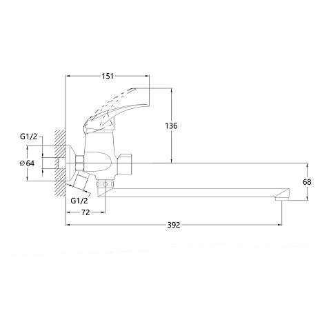 Смеситель для ванны, Stemix, с картриджем, STM 301-006E-180