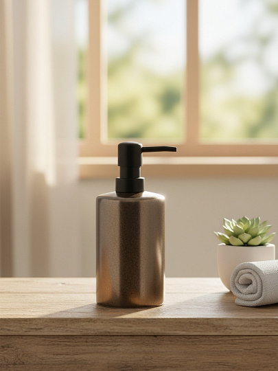 Дозатор для жидкого мыла Бронза/черный, керамика, 7.7x12.4/18 см, BCE1355AA-LD