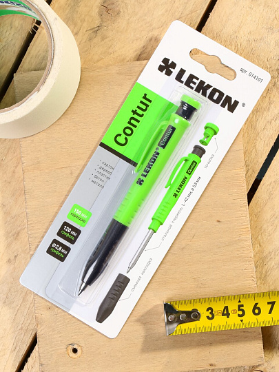 Карандаш строительный, 205 мм, автоматический, стержень 2.8 мм, блистер, черный, Lekon, Contur, 14101